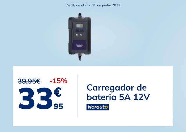 15% desconto no carregador de bateria 5A