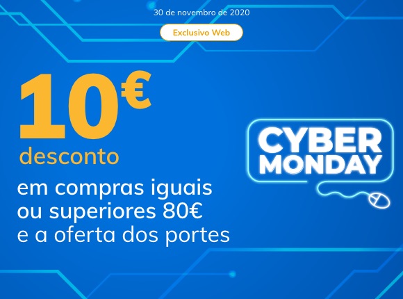 10€ desconto em compras iguais ou superiores 80€ no site + oferta do portes!