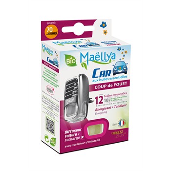 Désodorisant Voiture Bio Avec Recharge Maellya Huiles Essentielles Coup De Fouet 5 Ml