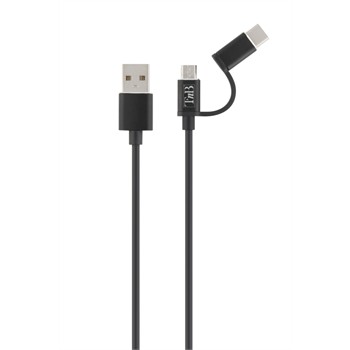 Câble 2 En 1 Micro Usb / Usb-c Tnb Noir