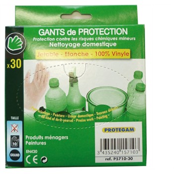 Boîte De 30 Gants En Vinyle Pour Entretien Taille 10
