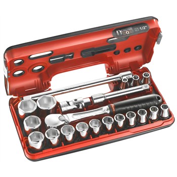 Coffret Clé À Cliquet Carré 1/2'' + Douilles 6 Pans 8-32 Mm Facom Sl.dbox1
