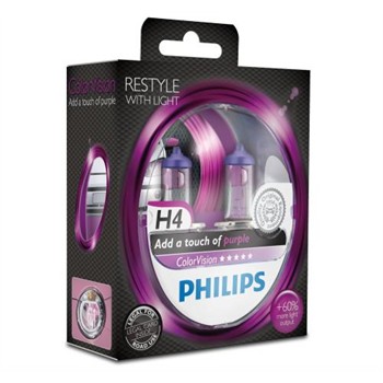 2 Ampoules Philips H4 Colorvision Rose 60/55 W 12 V