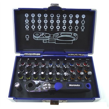 Coffret Clé À Cliquet Carré 1/4'' + Embouts Norauto 33 Pièces
