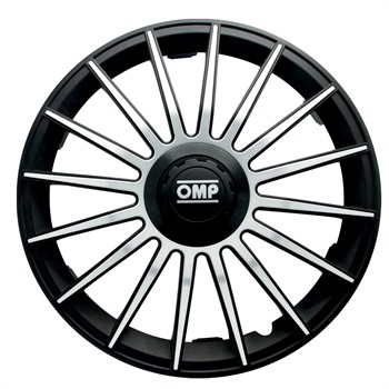 4 Enjoliveurs Noir/argent Omp Formula 13 Pouces