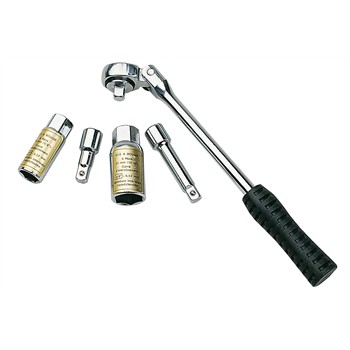 Kit 5 Pièces Pour Clé À Bougie Et À Cliquet 6 Pans 16 Et 21 Mm Carré 3/8'' Autobest