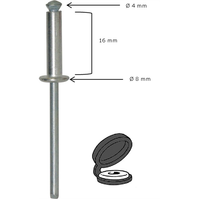 7 rivets alu 4 x 16 mm + 7 capuchons RESTAGRAF