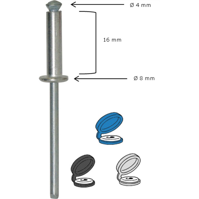 7 rivets alu 4 x 16 mm + 11 capuchons RESTAGRAF