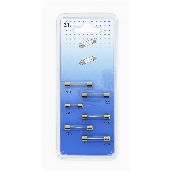 6 Fusibles en verre 2-25 A