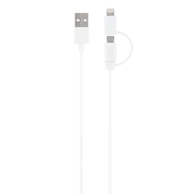 Câble USB avec connecteur micro USB + Lightning TNB blanc