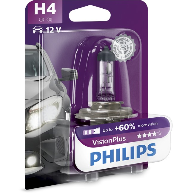 1 Ampoule Philips H4 Visionplus 55 W 12 V