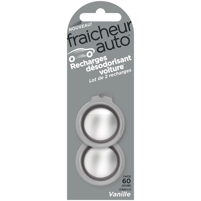 Lot de 2 recharges désodorisant voiture THINK Fraîcheur Auto Vanille