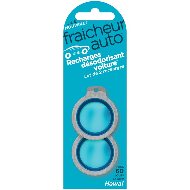 Lot de 2 recharges désodorisant voiture THINK Fraîcheur Auto Hawaï
