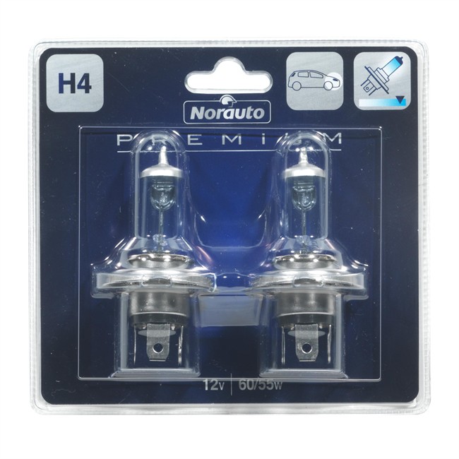 2 Ampoules Norauto Premium H4 Lumière Bleutée 60/55 W 12 V