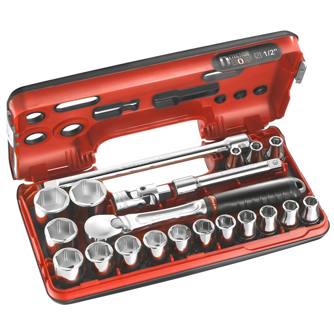 Coffret clé à cliquet carré 1/2'' + douilles 6 pans 8-32 mm FACOM SL.DBOX1