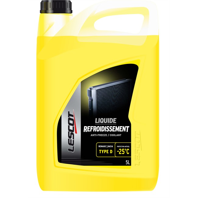 Liquide De Refroidissement Organique Jaune -25°c Lescot 5 L