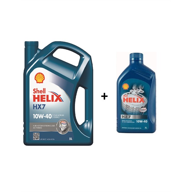Huile moteur SHELL Helix HX7 10W40 Essence5 L + 2 L