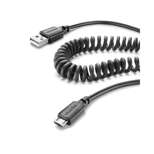 Câble USB micro USB CELLULAR LINE en spirale noir