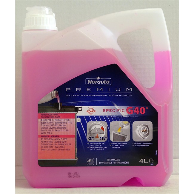 Liquide de refroidissement 37°C G40 NORAUTO PREMIUM 4 L Norauto.fr